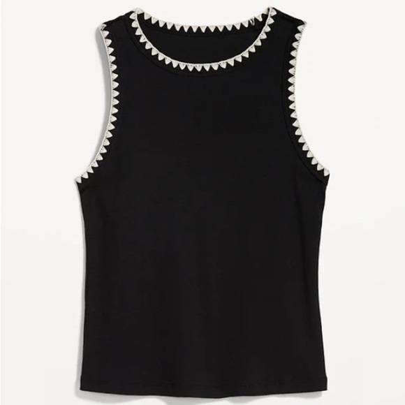Tops - Black tank with cream edging